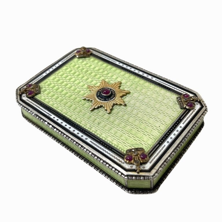 Appraisal: Antique Russian Silver Enamel Cigarette Case Antique Russian Silver Enamel