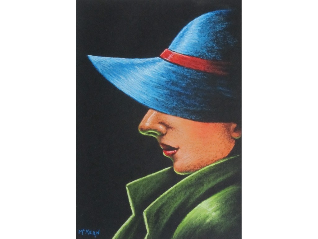 Appraisal: GRAHAM MCKEAN b THE BLUE HAT Pastel signed x cm