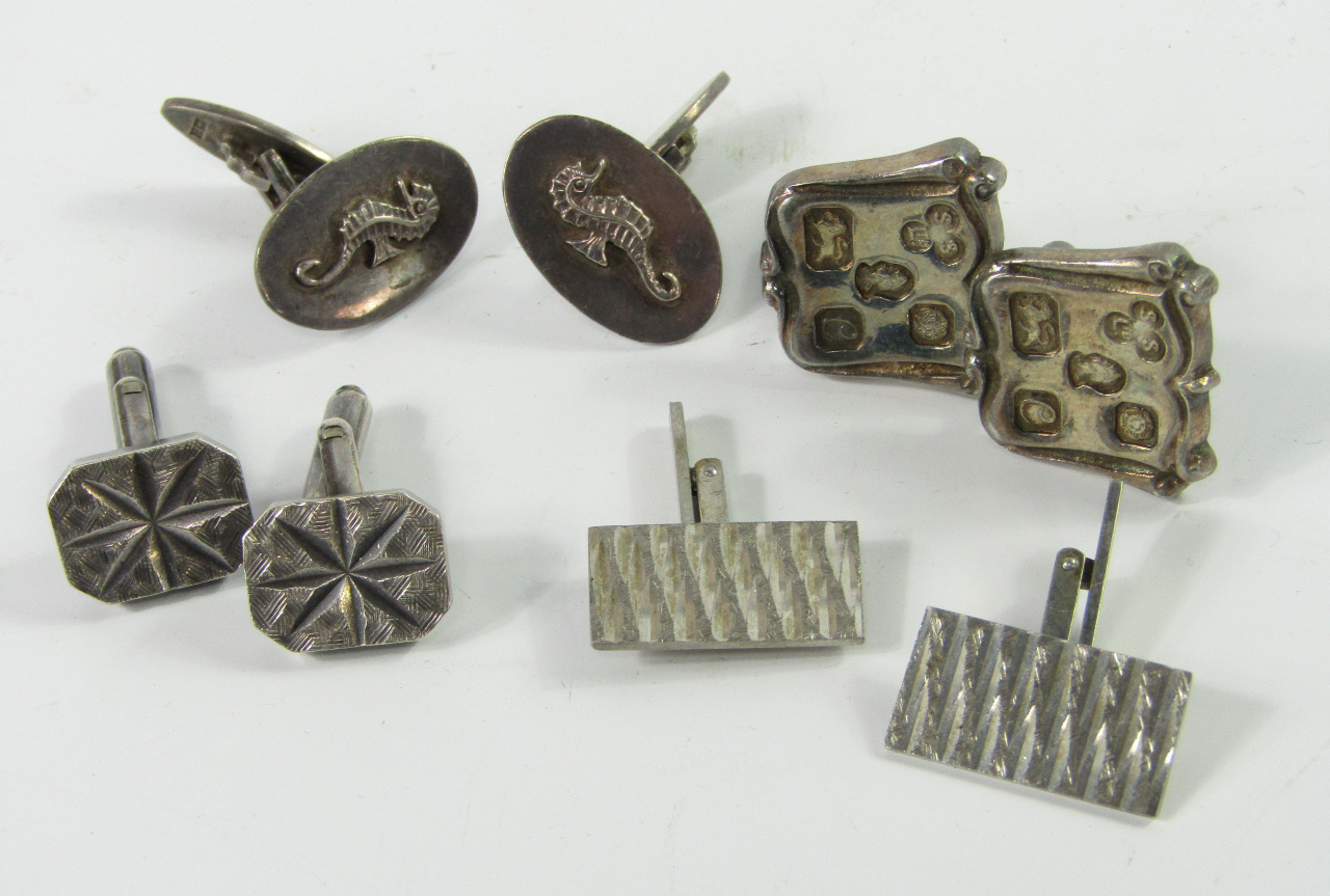 Appraisal: Four pairs of modern silver cufflinks