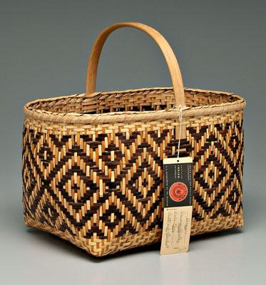 Appraisal: Rowena Bradley river cane shopper basket oak lock handle original