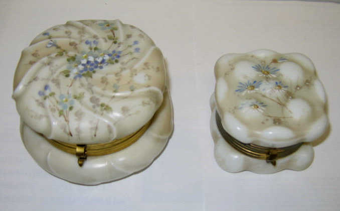 Appraisal: TWO VICTORIAN OPAL GLASS JEWELRY BOXES C F Monroe Co