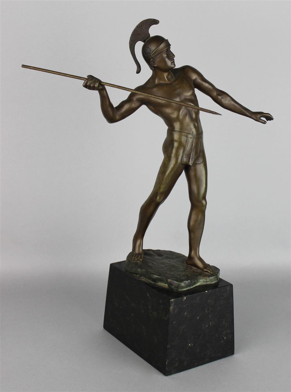 Appraisal: AFTER J SCHMIDT-FELLING BRONZE FIGURE OF A NUDE WARRIOR WITH