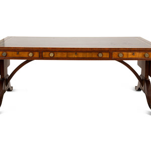 Appraisal: A William IV Style Walnut Library Table th Century Height