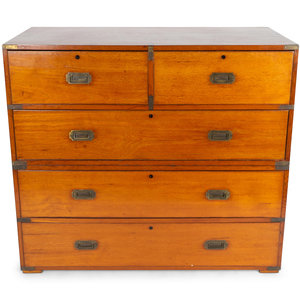 Appraisal: A British Colonial Camphorwood Two-part Campaign Chest MID TH CENTURY