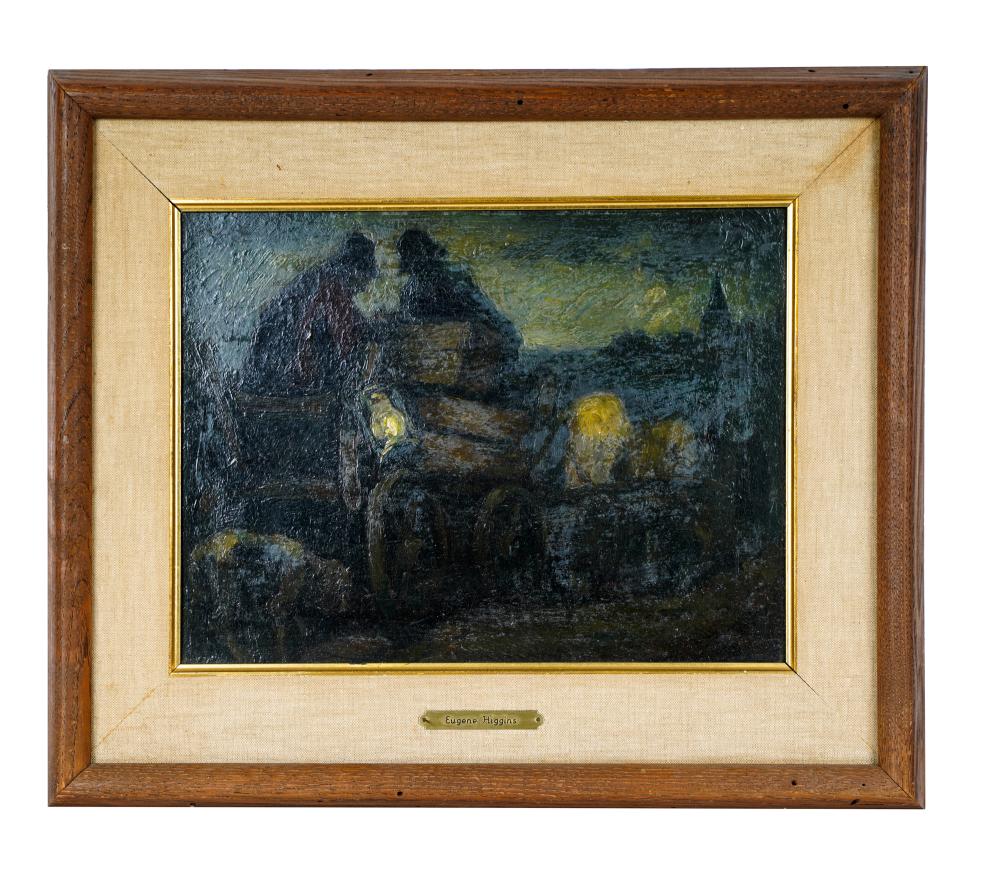 Appraisal: ATTRIBUTED TO EUGENE HIGGINS WAGON TRAIN oil on board unsigned