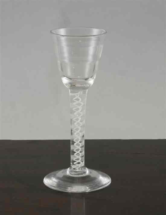 Appraisal: An th century ''Lynn'' opaque twist wine glass in Estimate