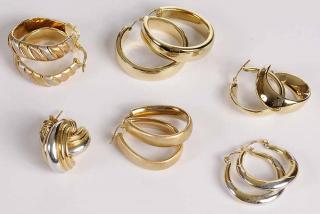 Appraisal: Group of kt Hoop Earrings assorted styles polished and matte