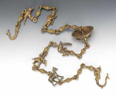 Appraisal: A Cast Brass Sino-Tibetan Ceremonial Chain Lamp With each element