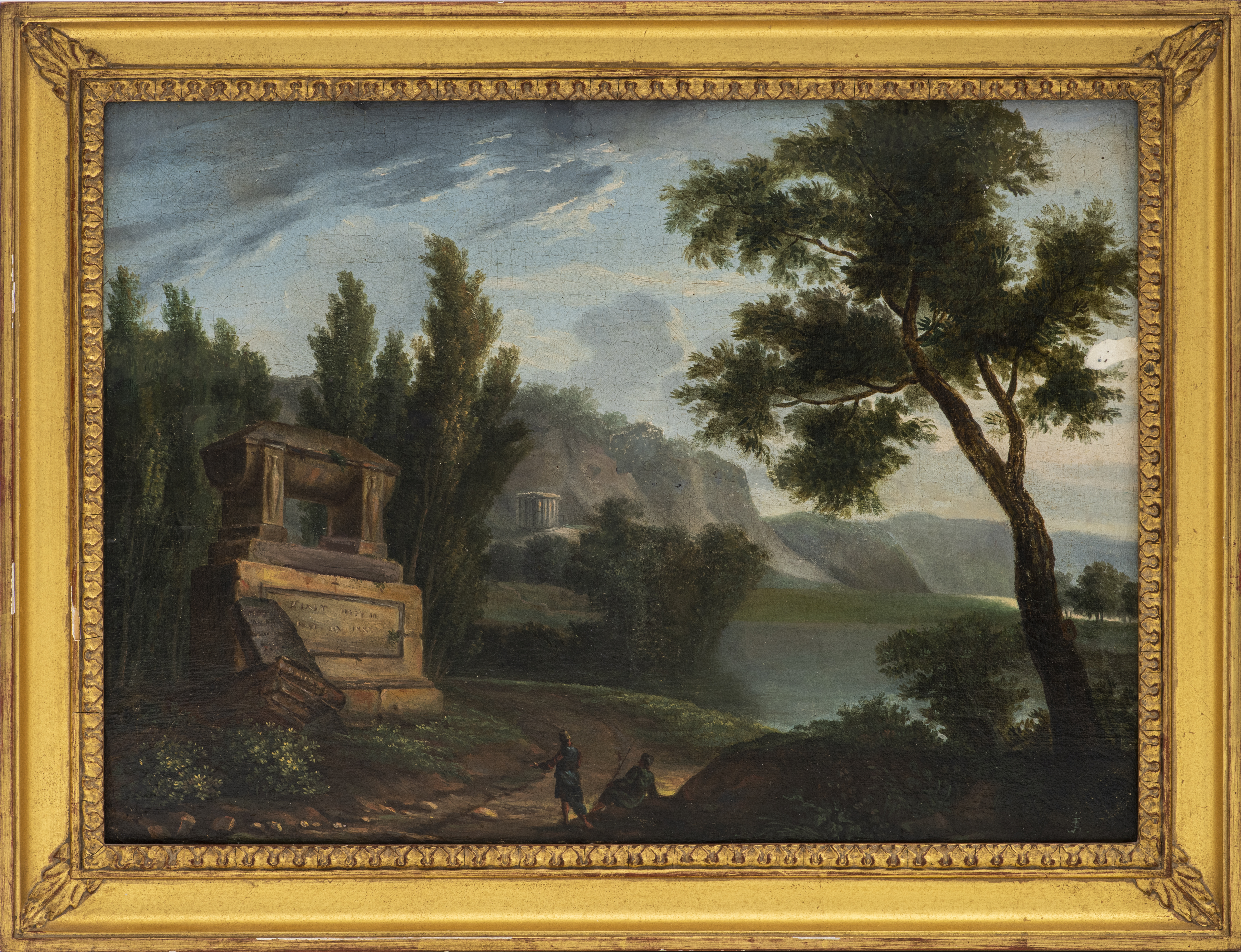 Appraisal: MONOGRAMMED ITALIAN LANDSCAPE OIL ON BOARD Monogram J B Italian