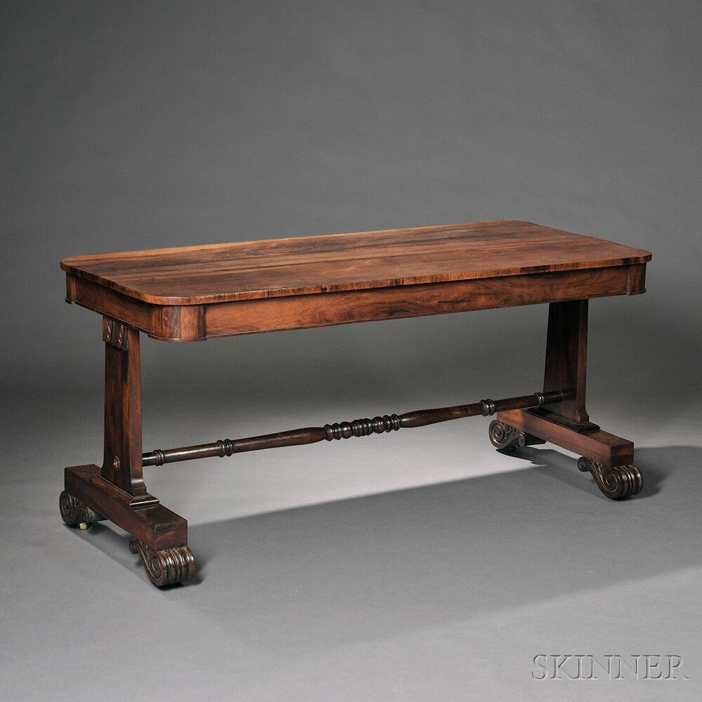 Appraisal: Classical Rosewood Carved and Rosewood Veneer Table c the rectangular