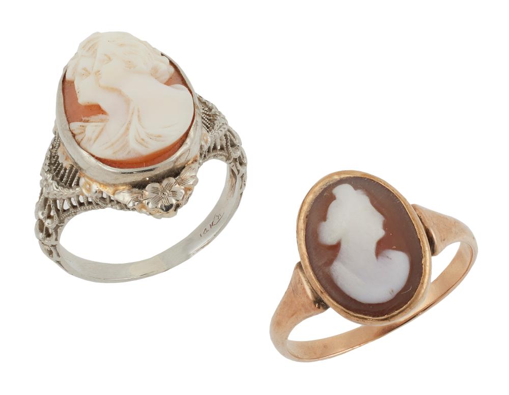 Appraisal: TWO VINTAGE CAMEO RINGS APPROX TOTAL DWT TWO VINTAGE CAMEO