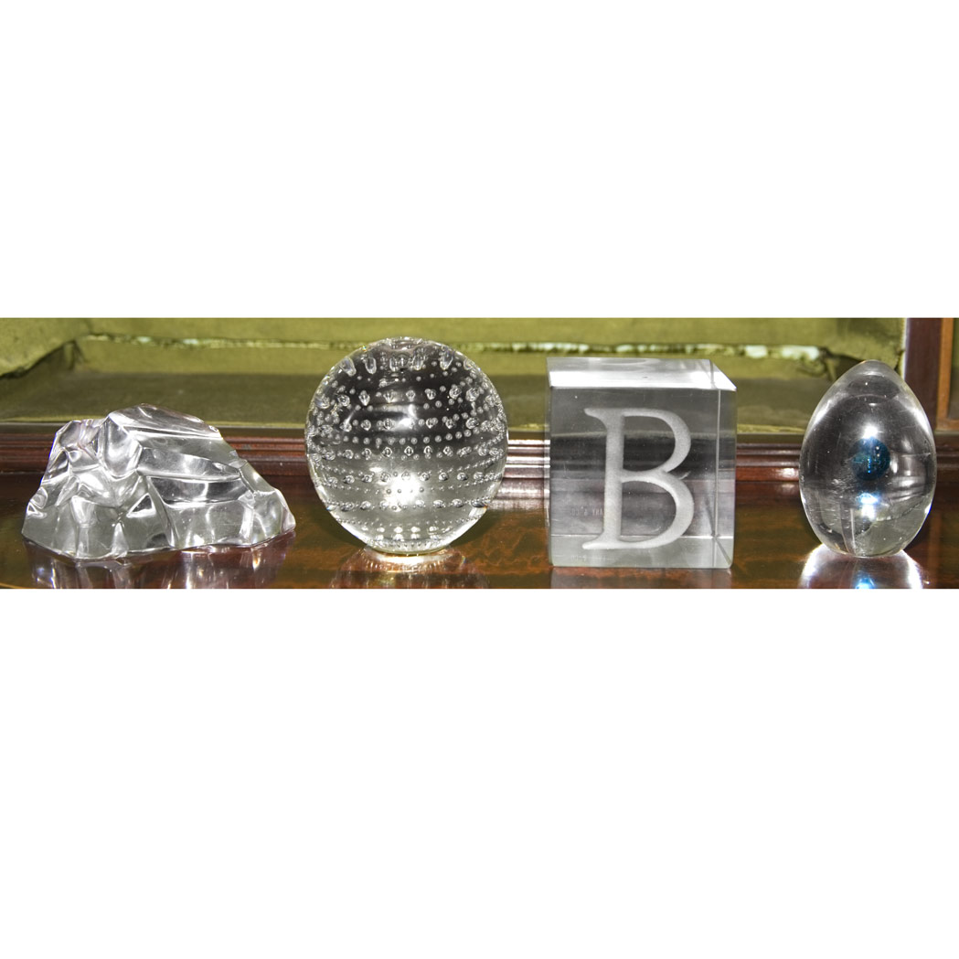 Appraisal: Group of Glass Paperweights Approximately thriteen pieces