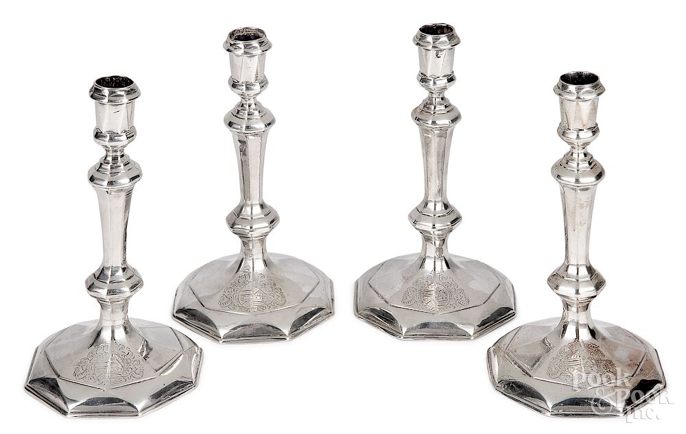 Appraisal: Set of four English Britannia silver candlesticks Set of four