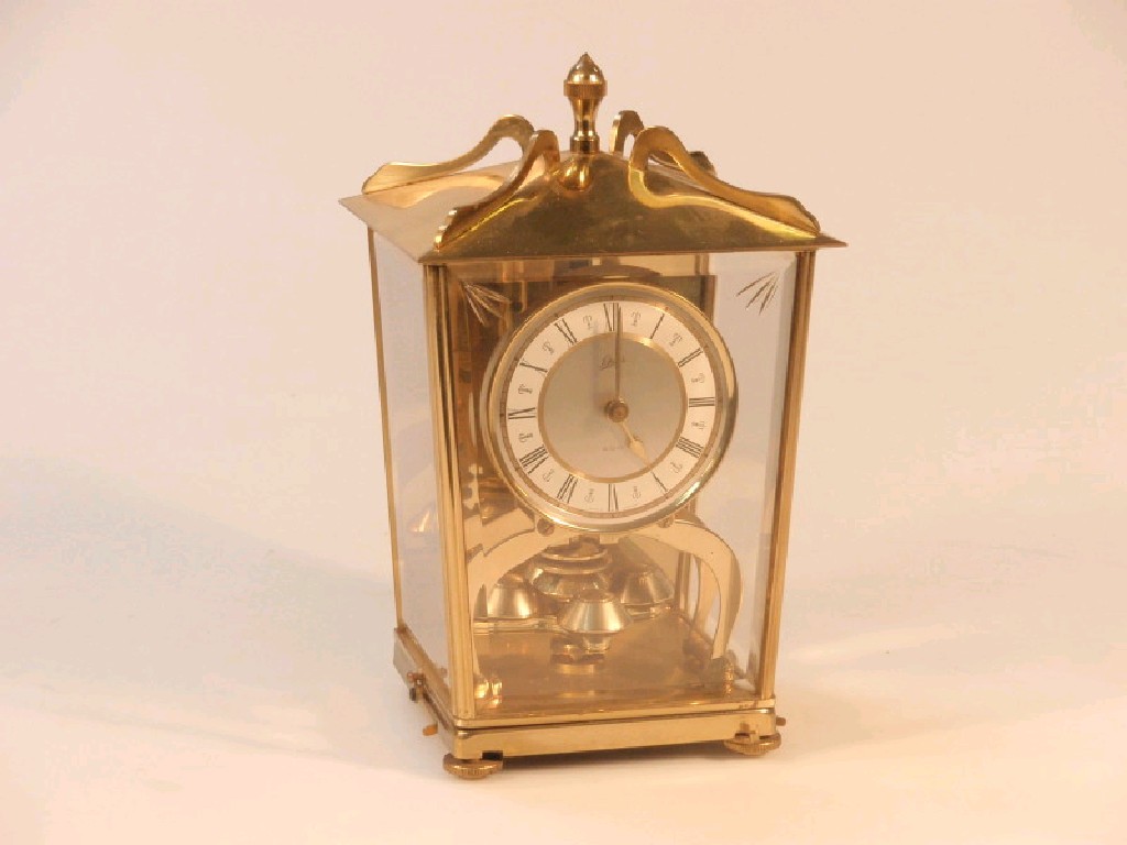 Appraisal: A Schatz day gilt metal mantel clock cm high