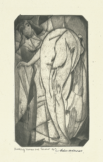 Appraisal: CUBIST PRINT ARTHUR B DAVIES Bathing Woman and Servant Drypoint