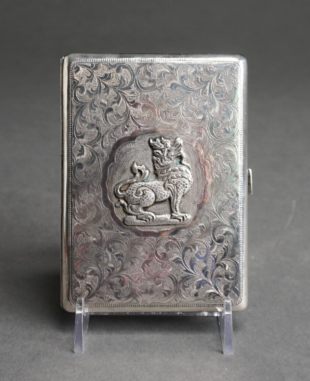 Appraisal: Asian Sterling Silver Foo Dog Decorated Case ozt