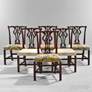 Appraisal: Set of Six Carved Mahogany Side Chairs possibly Portsmouth New