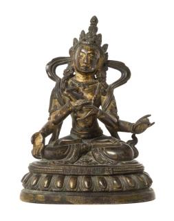 Appraisal: A Sino-Tibetan Parcel-Gilt Bronze Figure of Four-Armed Avalokiteshvara qianlong period