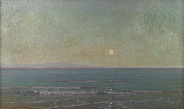 Appraisal: Granville Redmond - Quiet moonlight beyond Catalina Island signed and