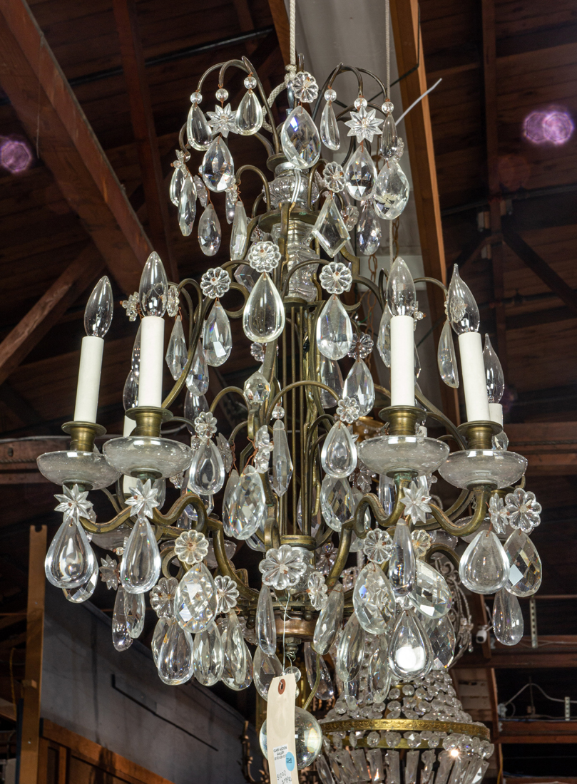 Appraisal: BAROQUE STYLE BRONZE AND GLASS EIGHT LIGHT CHANDLIER Baroque style