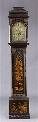 Appraisal: GEORGE III BOTTLE GREEN JAPANNED LONG CASE CLOCK The domed