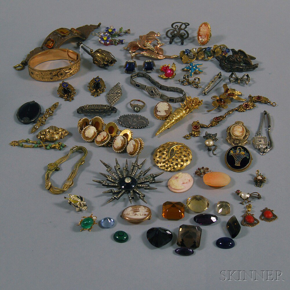 Appraisal: Group of Victorian and Vintage Jewelry and Unmounted Stones including