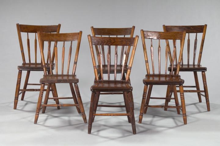 Appraisal: Good Suite of Six American Vernacular Pine and Maple Arrow-Back