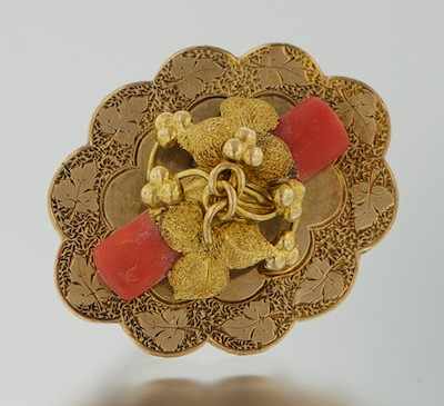 Appraisal: A Victorian Gold and Coral Brooch ca k yellow gold