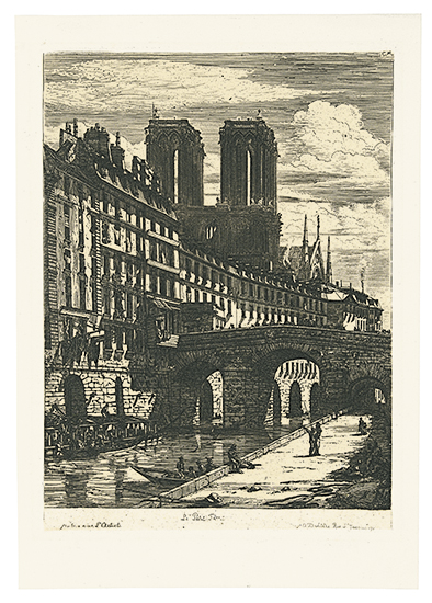 Appraisal: CHARLES MERYON Le Petit Pont Etching on light tan Chine-coll