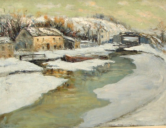 Appraisal: Winter on the River oil on canvas x SLL F