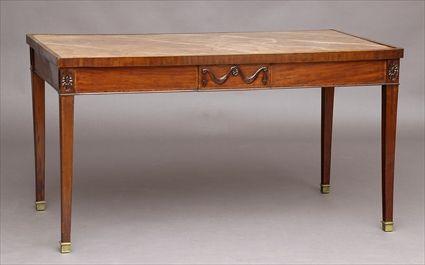 Appraisal: GEORGE III CARVED MAHOGANY CENTER TABLE WITH MARBLE TOP The