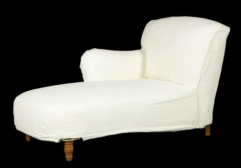 Appraisal: - George Smith Upholstered Chaise Lounge George Smith chaise lounge