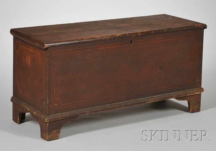 Appraisal: Grained and Paint-decorated Pine Six-board Blanket Box ht lg in