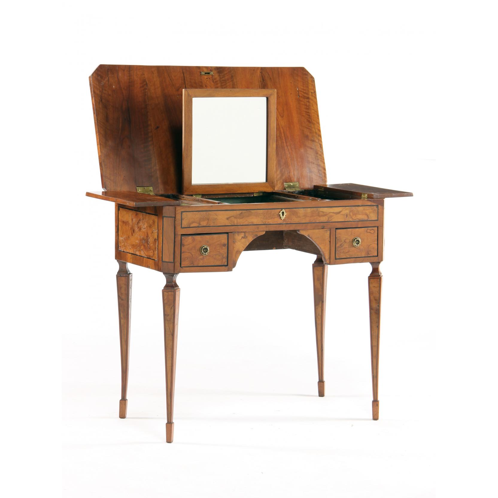 Appraisal: Continental Ladies Inlaid Dressing Table late th century highly figured