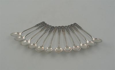 Appraisal: A set of twelve Norwegian demi-tasse coffee spoons with pierced