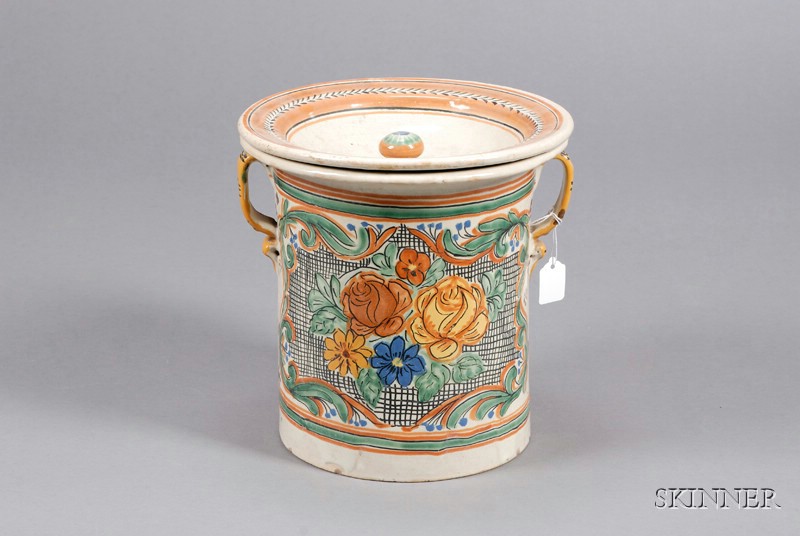 Appraisal: Talavera Tin Glazed Earthenware Jar and Cover Mexico th century