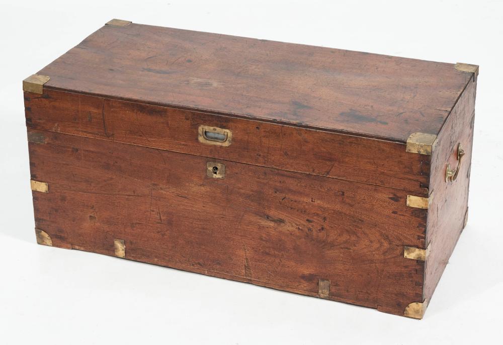 Appraisal: BRASS-BOUND CAMPHORWOOD TRUNK TH CENTURY HEIGHT WIDTH DEPTH BRASS-BOUND CAMPHORWOOD