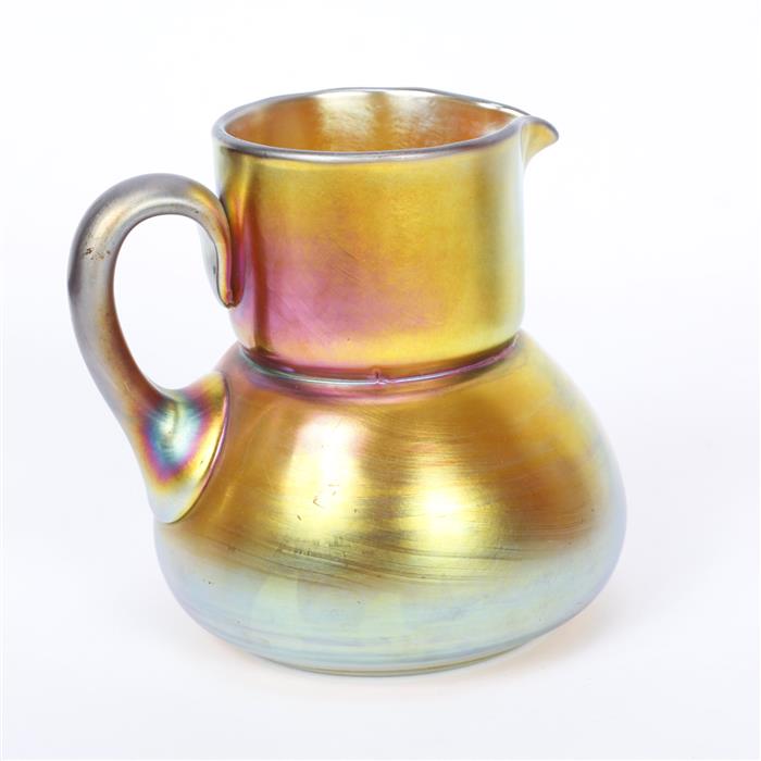 Appraisal: Steuben gold aurene art glass milk pitcher H x W