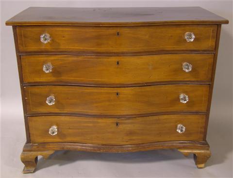 Appraisal: CHIPPENDALE HEPPLEWHITE TRANSITIONAL MAHOGANY SERPENTINE CHEST OF DRAWERS with alterations