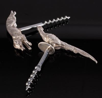 Appraisal: Two novelty silver corkscrews one modelled as a running fox