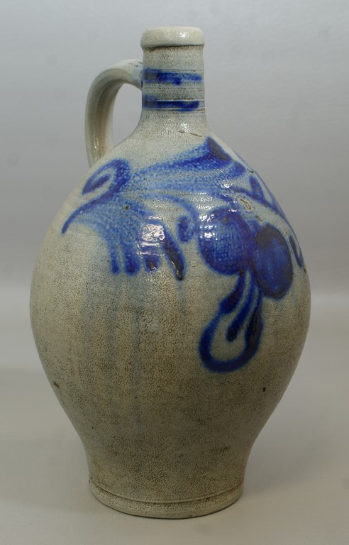 Appraisal: Ovoid German blue decorated stoneware jug th early th c