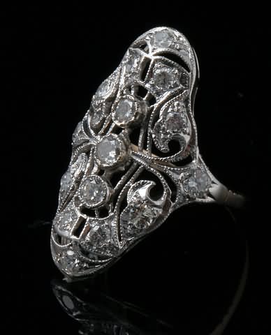 Appraisal: KY shank with platinum filigree top round diamonds Approx ctw