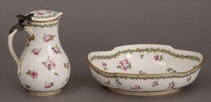 Appraisal: SEVRES PORCELAIN LIDDED POT AND BOWL The pear-form pot with