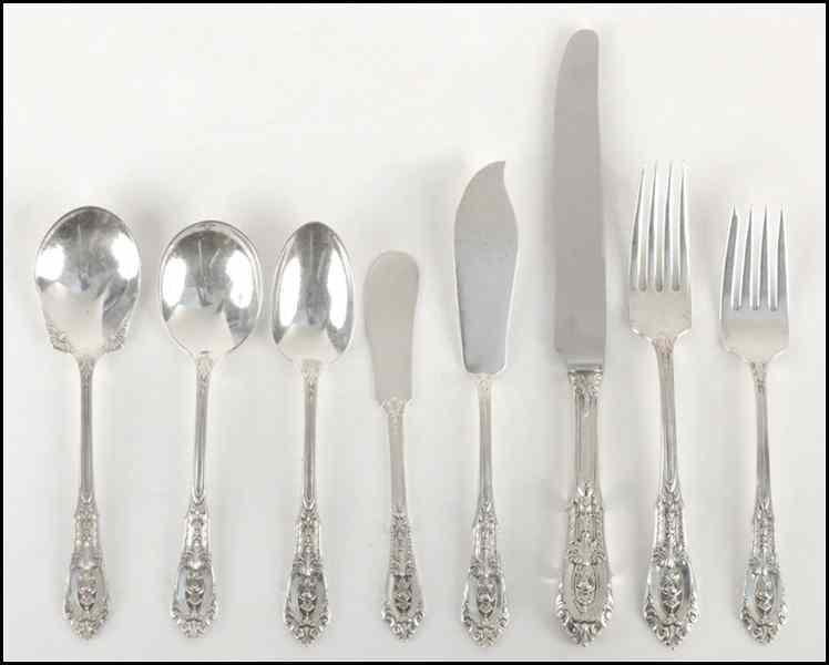 Appraisal: WALLACE STERLING SILVER FLATWARE SERVICE IN THE ROSEPOINT PATTERN Comprising