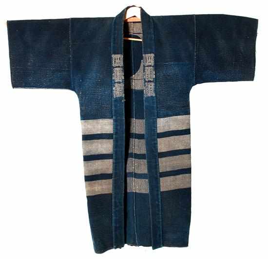 Appraisal: Japanese coarse woven fireman's jacket second half th century blue-dyed