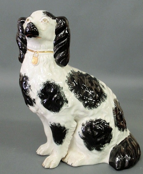 Appraisal: Large Staffordshire black and white Spaniel c See Harding s