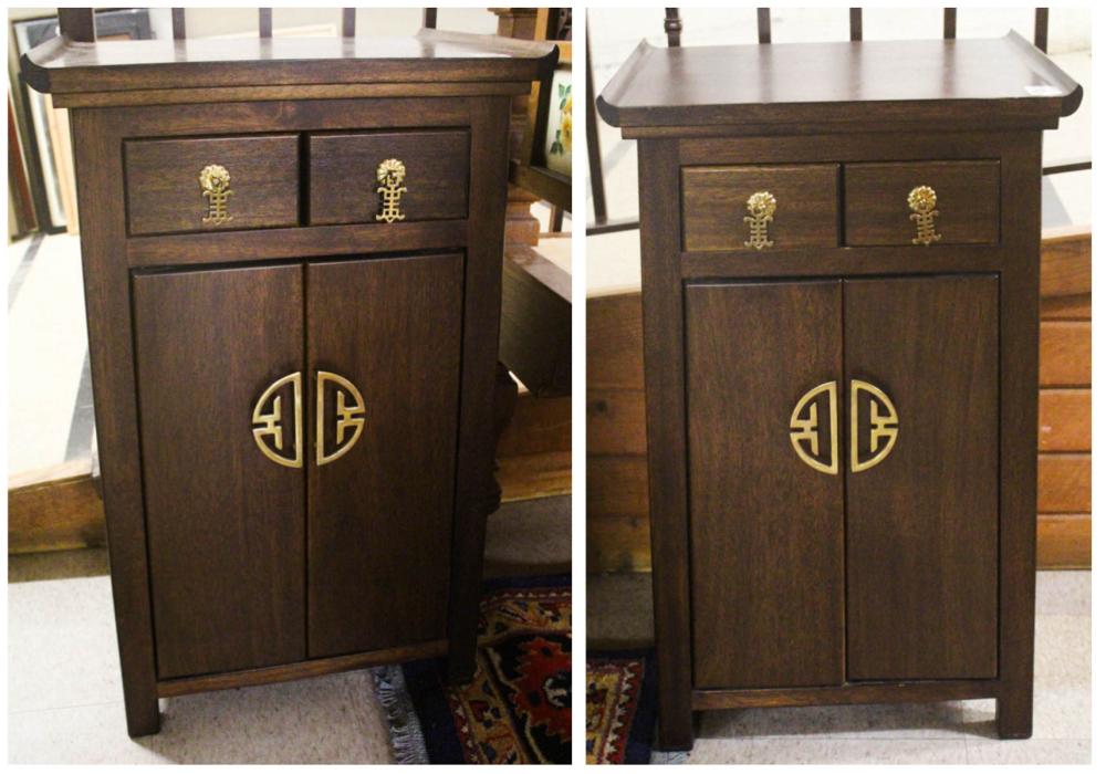 Appraisal: CONTEMPORARY PAIR OF CHINESE-STYLE JEWELRY CABINETS each having double doors