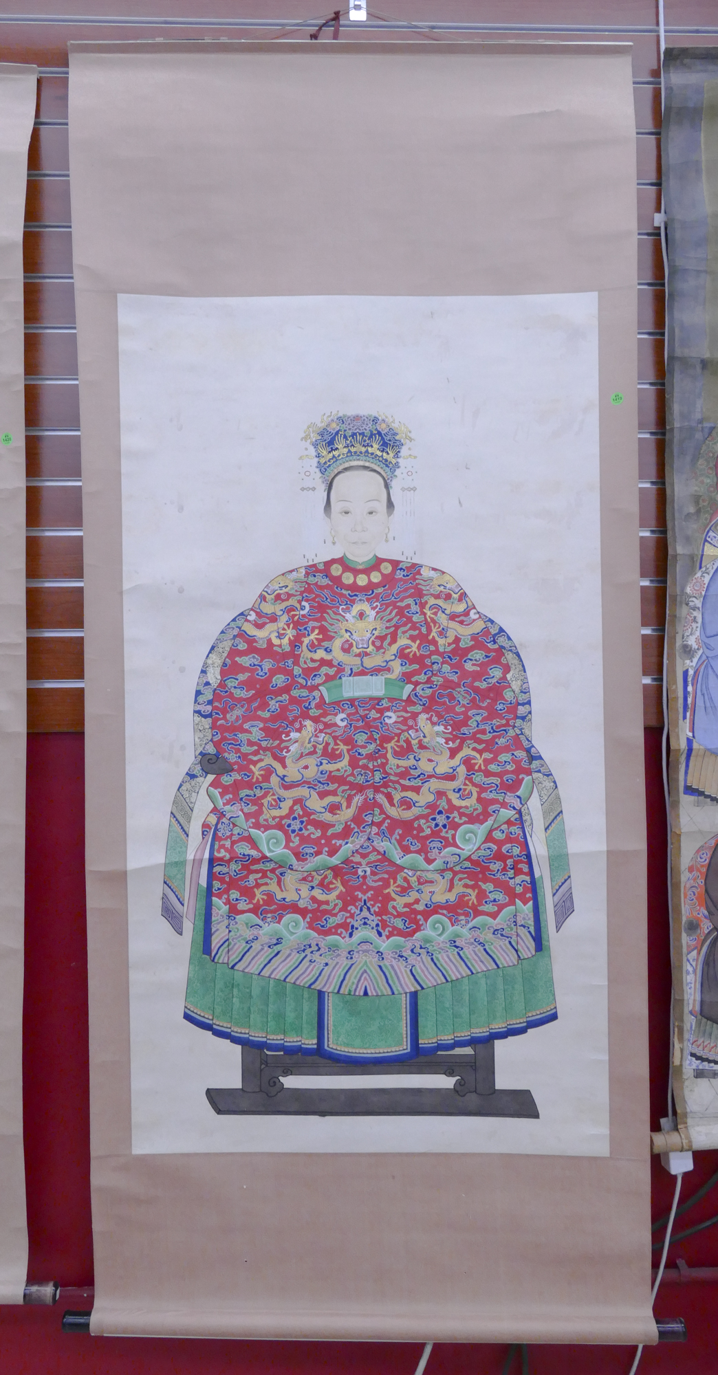 Appraisal: Old Chinese Seated Empress Painted Ancestral Scroll- x '' Mounted