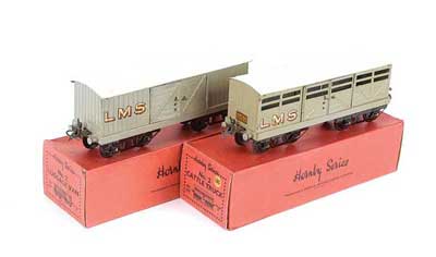 Appraisal: Hornby O Gauge Pre-war No Goods Wagons consisting of LMS