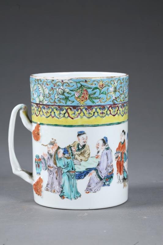 Appraisal: CHINESE EXPORT MUG China st half- th century porcelain Colorful